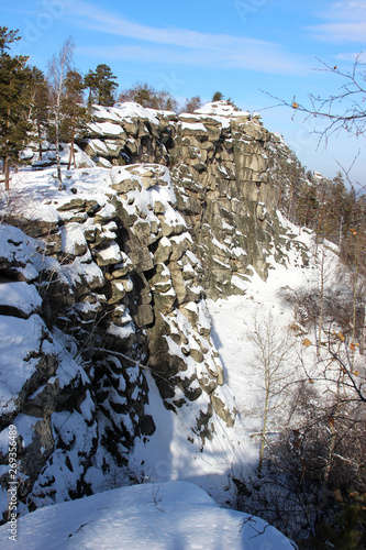 Arakulsky Shikhan, Ural, Russia. The wall of the pile of antique stones. photo