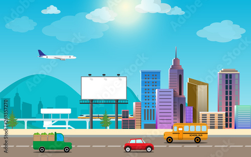 transportation and city traffic infographics element cartoon style. can be used for workflow layout, diagram, web design, banner template. Vector illustration