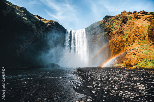 Fototapeta Naklejka Na Ścianę i Meble -  Amazing view of popular tourist attraction. Location Skogafoss waterfall, Iceland, Europe.