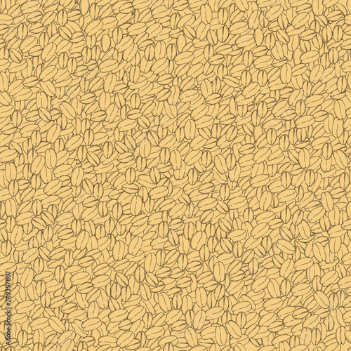 Hand drawn wheat grain. Vector seamless pattern