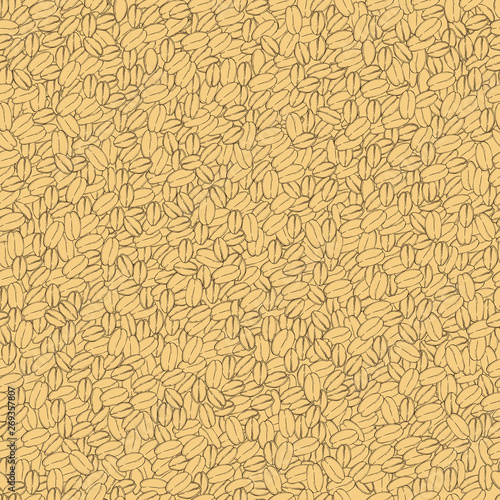 Hand drawn wheat grain.  Vector  seamless pattern