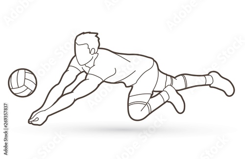 Man volleyball player action cartoon graphic vector