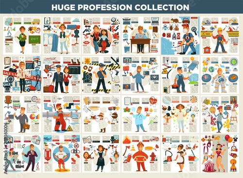 Profession collection work and job career and working equipment