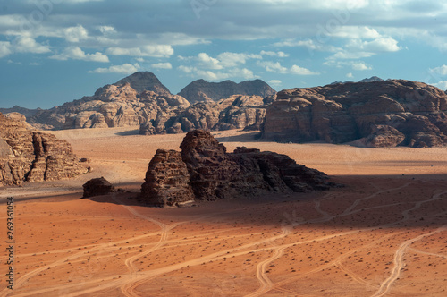 wadi rum desert landscape in Jordan photo