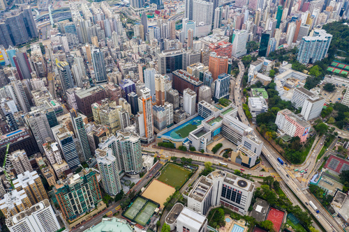 Top view of Hong Kong city