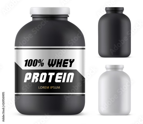 Whey protein plastic container mockup,sport bottle
