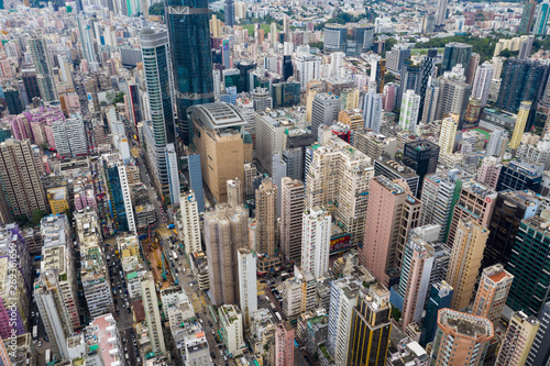 Top view of Hong Kong urban city