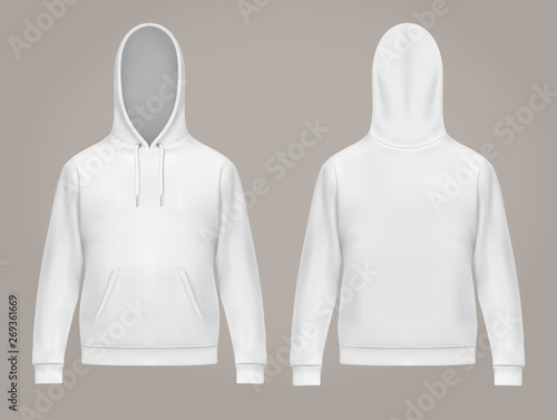Man hoodie or front and back of white men hoody