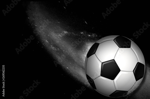 Balón, fútbol, pelota tridimensional, 3D,  fondo negro.