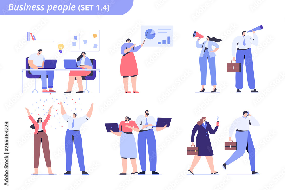 Business people vector set. Business team. Working in company, discussion, collaboration, partners. Males and females vector flat characters isolated on white. Business people vector set. Business team. Working in company, discussion, collaboration, partners. Males and females vector flat characters isolated on white.