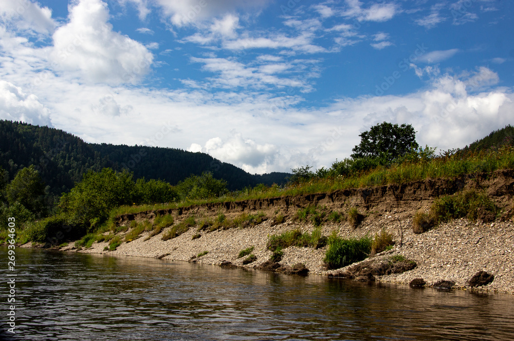 Summer landscape Balaya River and its banks.