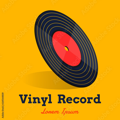 vinyl record music vector with vinyl record word