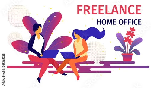 Freelance Home Office Workplace Horizontal Banner.