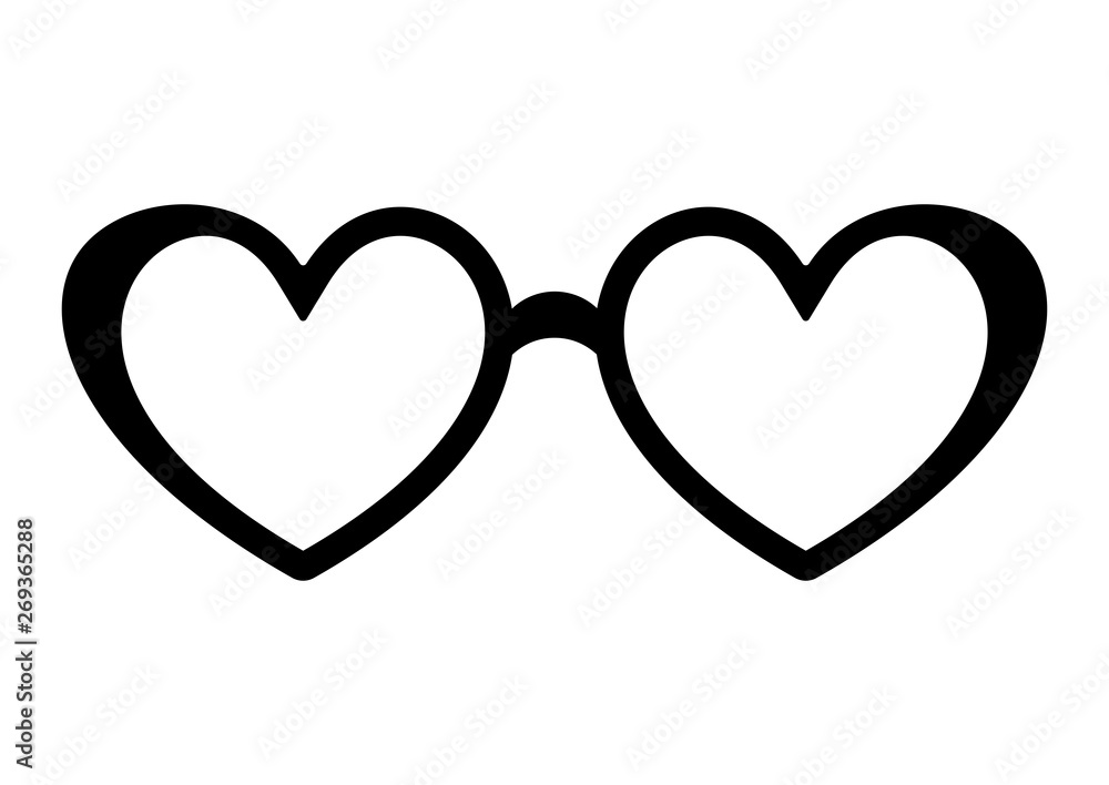 Glasses black heart icon. Symbol of love concept. Vector illustration