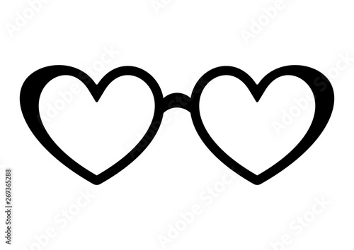 Glasses black heart icon. Symbol of love concept. Vector illustration
