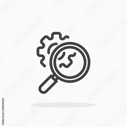SEO icon in line style. Editable strokes.