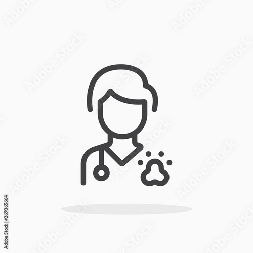 Veterinarian icon in line style. Editable strokes.