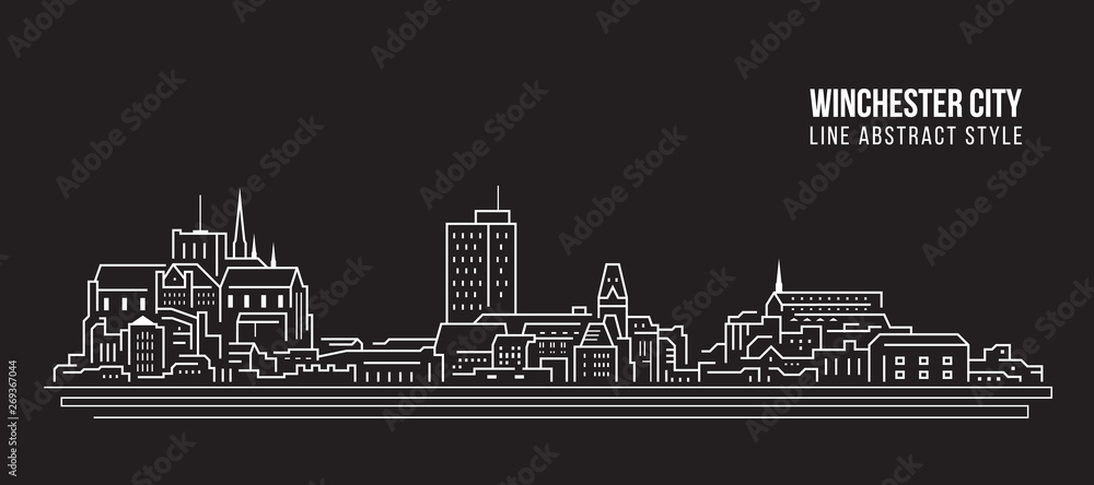 Cityscape Building Line art Vector Illustration design -  Winchester city