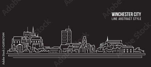 Obraz na plátne Cityscape Building Line art Vector Illustration design -  Winchester city