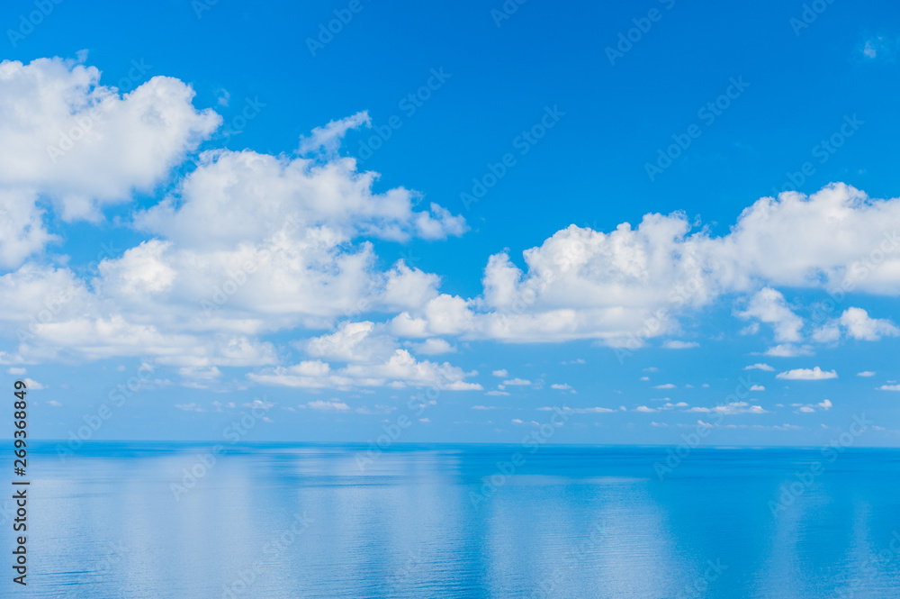 Pacific Ocean - View of beautiful sky with clear blue sea Pacific Ocean - View of beautiful sky with clear blue sea