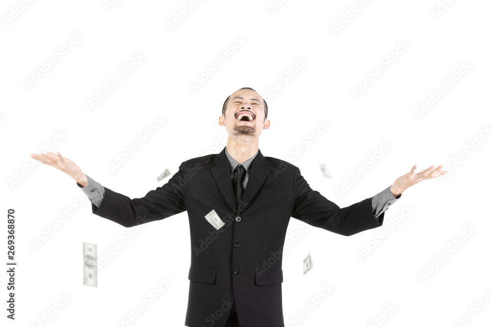 Business man with money isolated on white Business man with money isolated on white