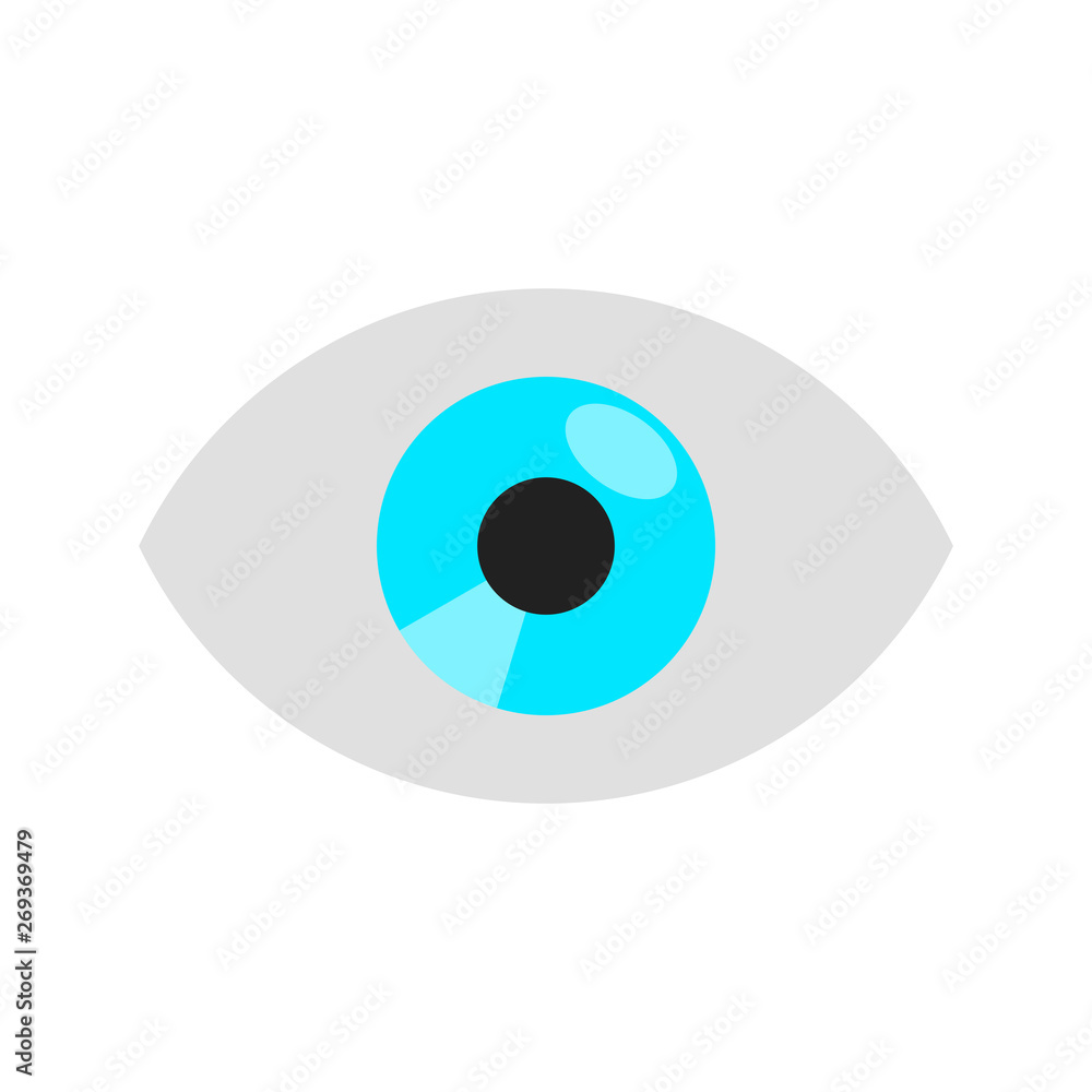 Eye flat style design vector illustration isolated on white background icon sign. Eye flat style design vector illustration isolated on white background icon sign.