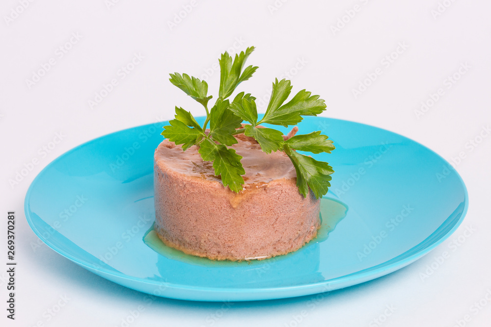 bowl with pate for animals on a white background bowl with pate for animals on a white background