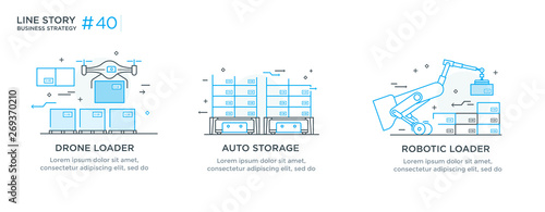 Set of illustrations concept with businessmen. technology, partnership, connection, business robot, cybes. linear illustration Icons infographics. Landing page site print poster. Line story