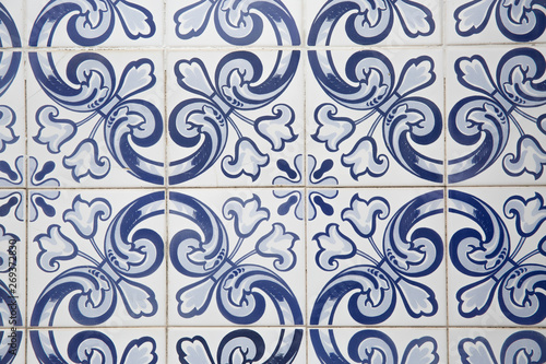 Portugese decorative tiles in the old house 