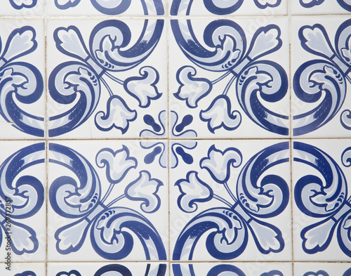 Portugese decorative tiles in the old house 