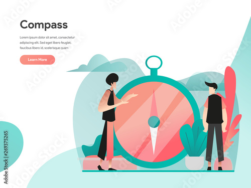 Vision and Compass Illustration Concept. Modern flat design concept of web page design for website and mobile website.Vector illustration EPS 10