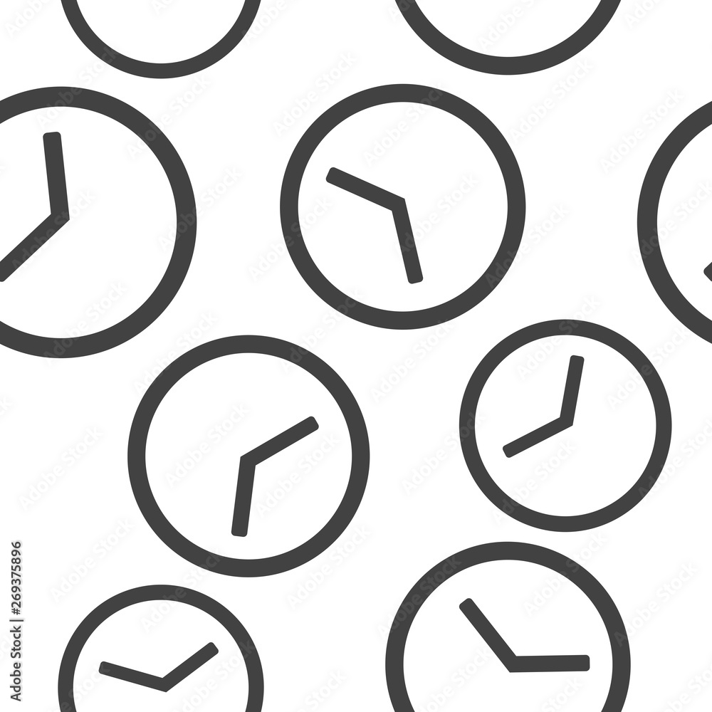 Clock icon seamless pattern on a white background. Clock icon seamless pattern on a white background.