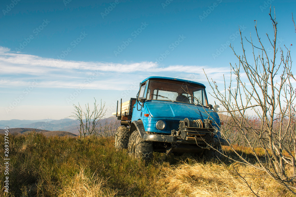 Old truck on the mountain.