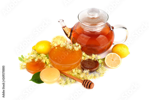 Herbal tea and linden honey