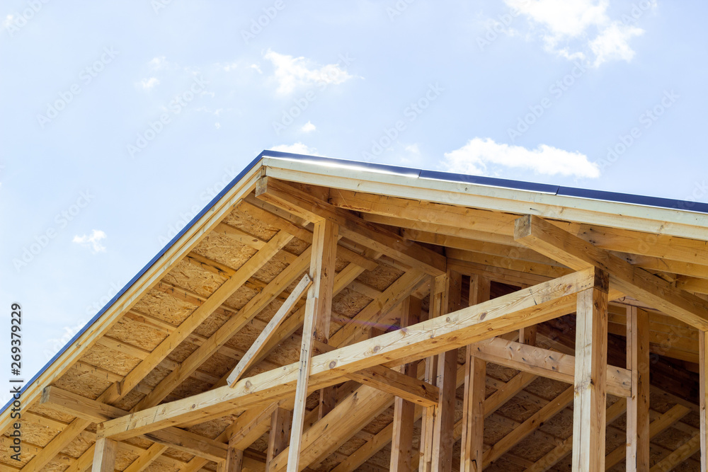 The roof of the house. Tile. Construction of houses. Chimneys.