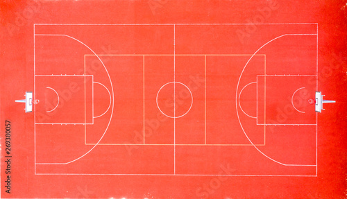 High Angle View Of Empty Basketball Court. Aerial view © netsay