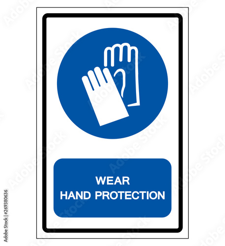 Wear Hand Protection Symbol Sign,Vector Illustration, Isolated On White Background Label. EPS10