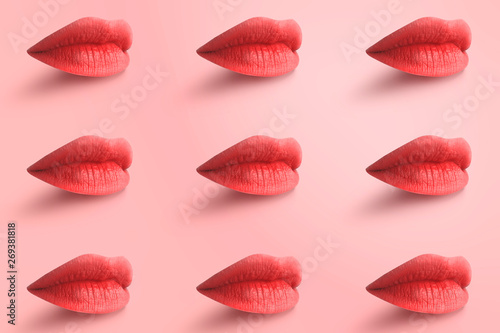 Sexy Lip. Close-up Beautiful lips. A girl with beautiful plump lips  painted blue lipstic.