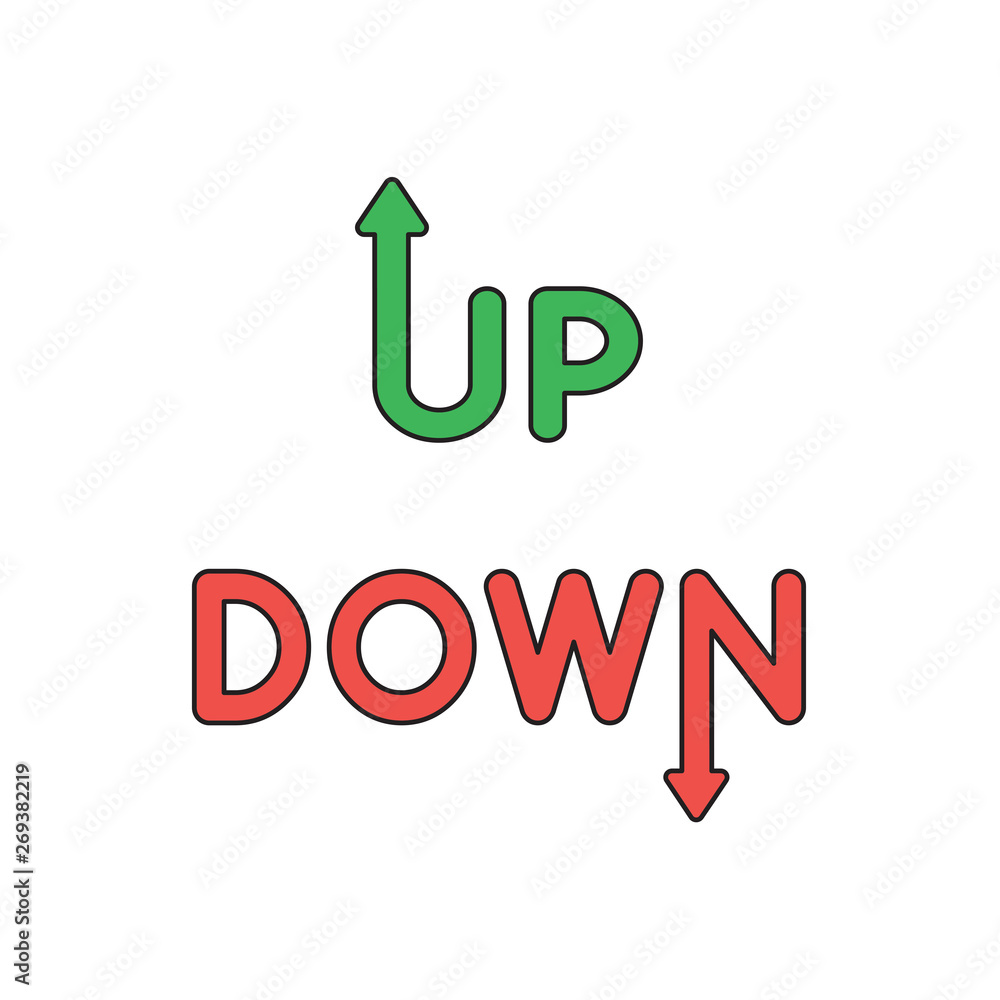 Fototapeta premium Vector icon concept of up and down words with arrow up and down.