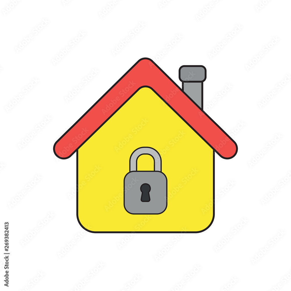 Vector icon concept of house with padlock closed. Vector icon concept of house with padlock closed.