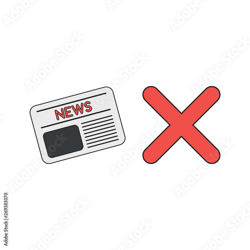 Vector icon concept of newspaper and x mark.