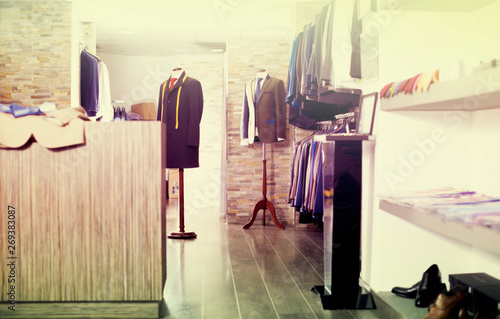 Interior of store of male clothes