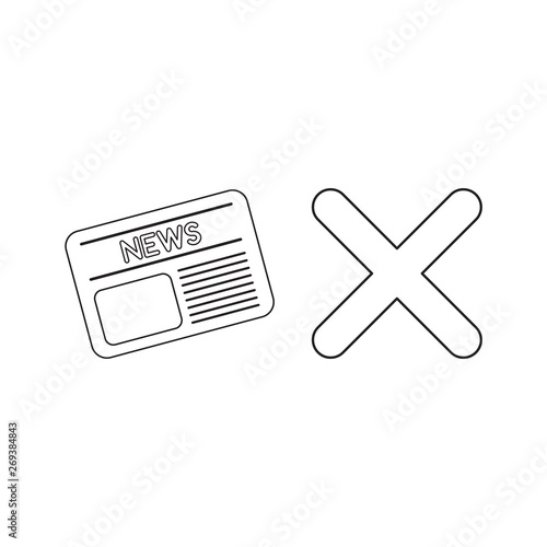Vector icon concept of newspaper and x mark.