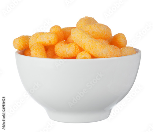 Peanut, corn puffs isolated with white background