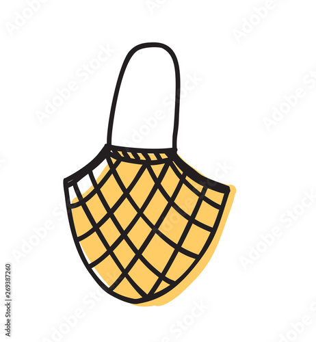Mesh shopping bag ecological concept. Reusable bag for shopping