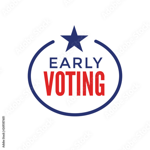 Early Voting Icon with Vote, Icon, and Patriotic Symbolism and Colors