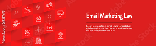 Email Marketing Rules and Regulations Icon Set & Web Header Banner
