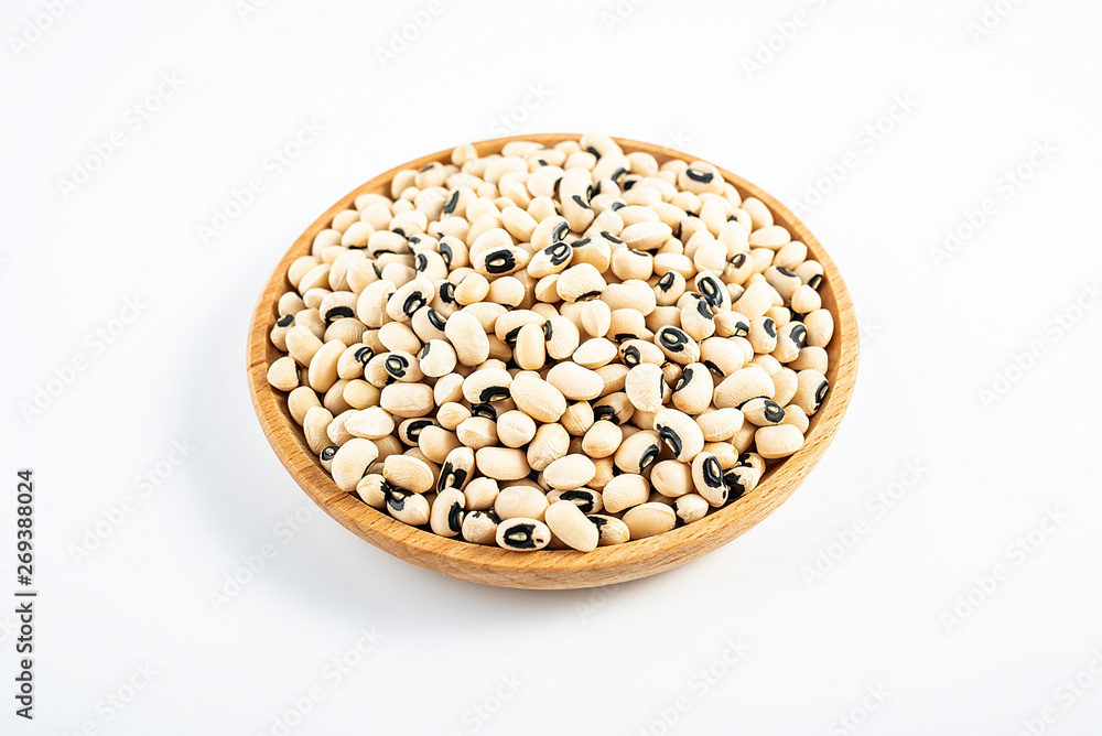 Dried rice bean beans on a saucer on a white background Dried rice bean beans on a saucer on a white background