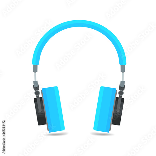 Headphones icon, flat design sound music illustration, music equipment