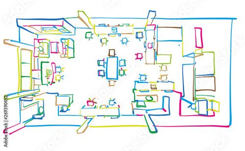 Office floorplan drawing top view